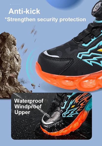 New Anti-skid Leather Kids Sneakers for Boys Running  Walking Lightweight Casual Shoes With Fashion Dragon Pattern Size 28-39.
