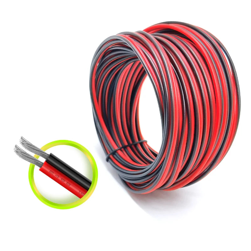 12V Red Black Hookup Wire 2 Pin Automotive Flat Cable LED Extension Wires For Doorbell LED Ribbon Lamp Tape Lighting Speakers.