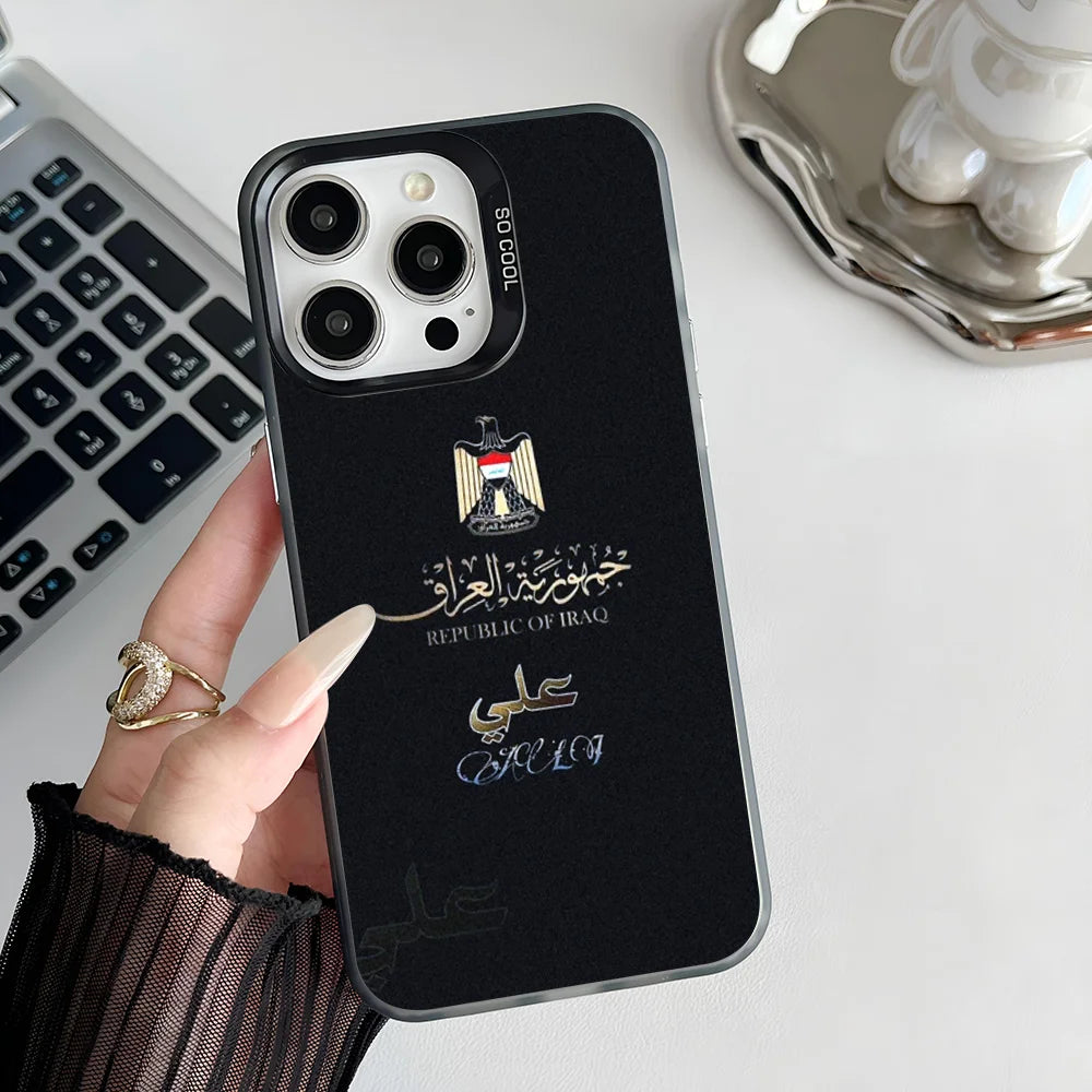 Epc Nation Iraq Flag Phone Case IMD Phone Case For IPhone 16 15 14 13 12 11 Pro Max Plus Color Silver Cover.
