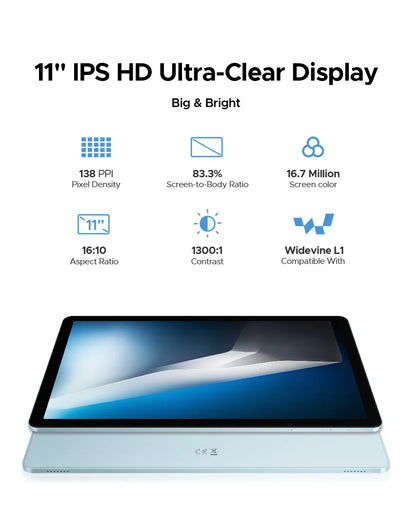 DOOGEE Tab A9 Pro+ Tablet PC Android 15 Dual Speakers 11'' Screen 30GB RAM (6GB+24G) 128GB 8580mAh Battery Widevine L1 Smart Pad.