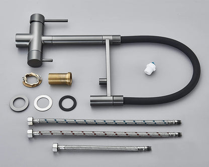 Rozin Filter Water Kitchen Faucet Black Pull Down Flexible Sprayer Faucets 2 in 1 Purification Pure Water Mixer Tap 360 Swivel