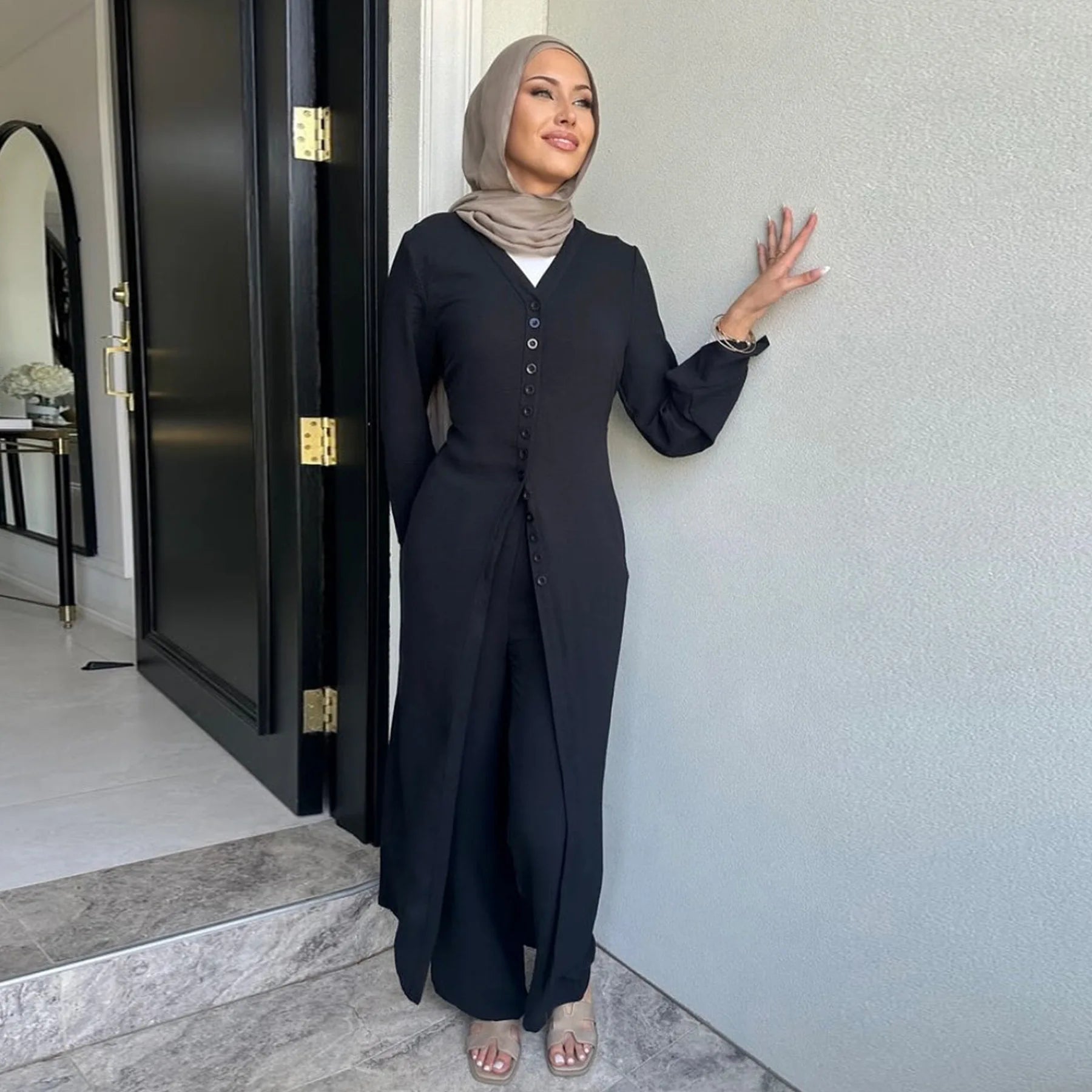 Muslim Abaya Two Piece Muslim Set for Woman Ramadan Dress Islamic.