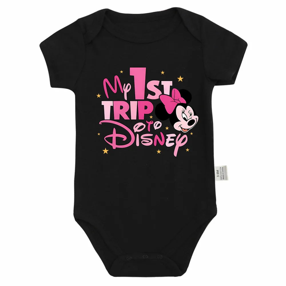 Neue Ankunft Baby Kleidung My 1st Trip Disney Baby Bodys 100% Baumwolle Sommer Baby Jungen Mädchen Strampler.