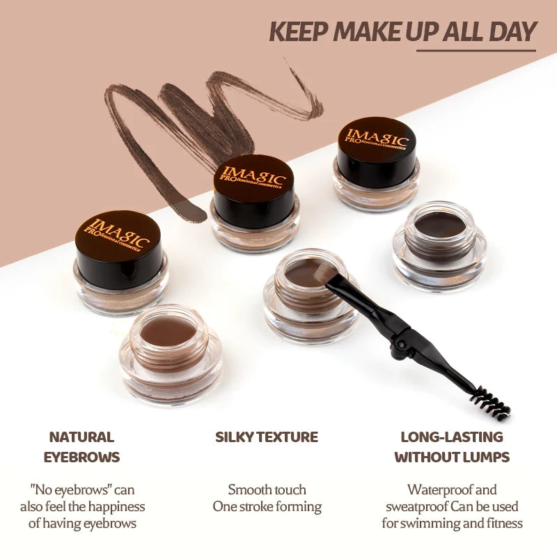 IMAGIC Professional Eyebrow Gel 6 Colors Eyebrow Enhancer Brow Enhancers Tint Makeup Eyebrow Brown With Brow Brush Tools.