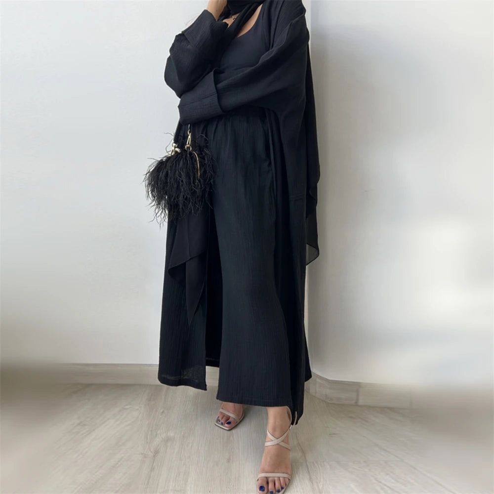 Modest Kimono Abaya Dubai Muslim Sets Islam Kaftan Dresses Kebaya Robe Femme Musulmane Abayas For Women Caftan Marocain Djellaba.