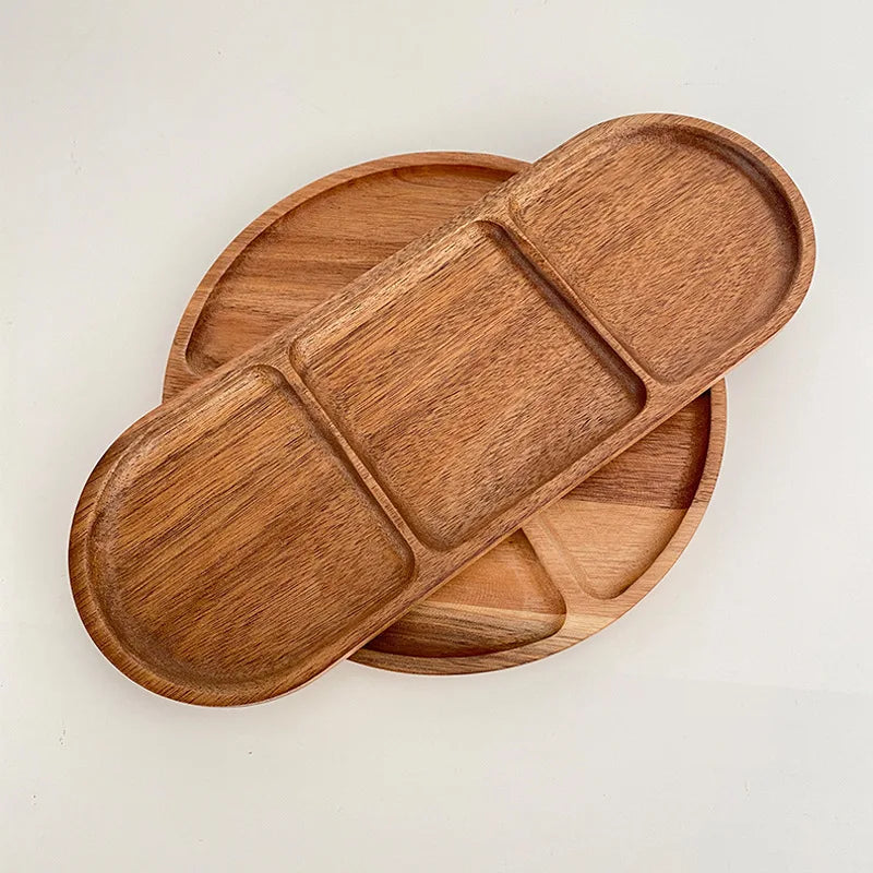 Acacia Wood Japanese Style Plates High Aesthetic Value Plates Creative Home Tableware Plates.