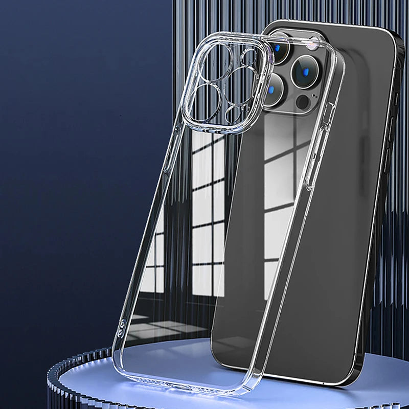 Ultra Thin High Transparent Hard PC Case For iPhone 17 15 14 13 12 16 Pro Max 16e 11 Crystal Clear Shockproof Bumper Phone Cover.