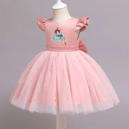 Die kleine Meerjungfrau elegante Prinzessin Spitze Kleid Kinder kleider für Mädchen Vintage Kinder Geburtstags feier Kleider Weihnachts kleidung