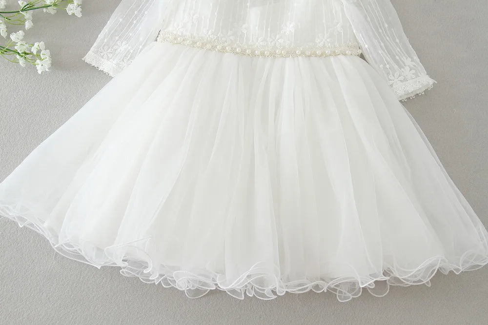 Baby Taufe Weißes Kleid Säuglingskleid Kleid Mädchen Party Geburtstag Hochzeit Prinzessin Kleid Für Kinder Erstkommunion Leistung 0-24M.