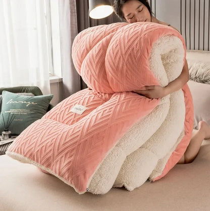 Super Warm Lamb Wool Quilt Winter Thickened Cotton Quilt Warm Cotton Double Sided Velvet Soft Extra Large Blanket 이불