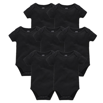2025 Sommer Unisex Baby Body 0-24 Monate Kurzarm 100 % Baumwolle Weiß Schwarz Grau Design Säuglingskleidung