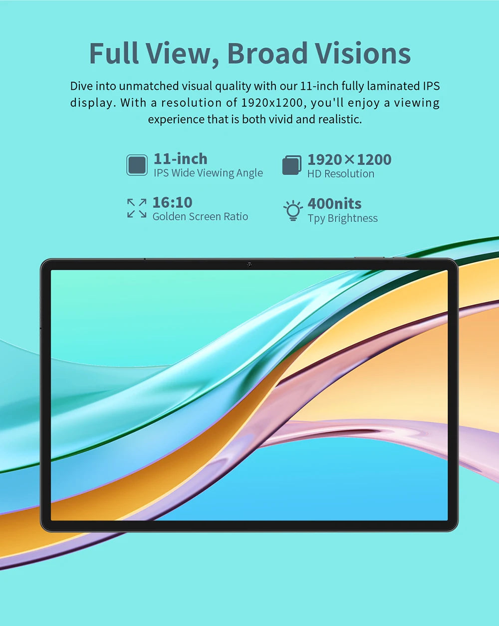 ODEA S11 Android 14 Tablet with 11" IPS 1920x1200 T606 8 Core CPU Max 16GB RAM 256GB ROM 4G LTE type C 8000mAh Widevine L1.