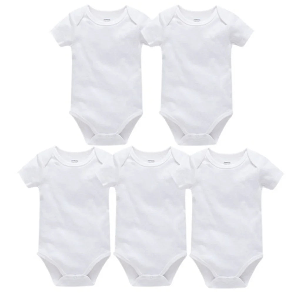 2025 Sommer Unisex Baby Body 0-24 Monate Kurzarm 100 % Baumwolle Weiß Schwarz Grau Design Säuglingskleidung.