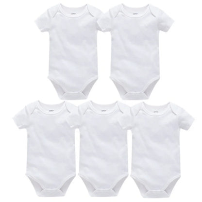2025 Sommer Unisex Baby Body 0-24 Monate Kurzarm 100 % Baumwolle Weiß Schwarz Grau Design Säuglingskleidung.