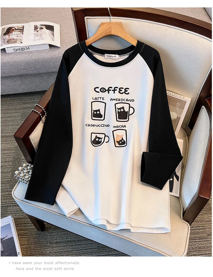 175kg plus size Damen büste Frühling Herbst lockeres Oberteil Rundhals bedrucktes Langarm-Sweatshirt 4xl 5xl 6xl 7xl 8xl 9xl.