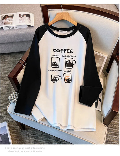 175kg plus size Damen büste Frühling Herbst lockeres Oberteil Rundhals bedrucktes Langarm-Sweatshirt 4xl 5xl 6xl 7xl 8xl 9xl.