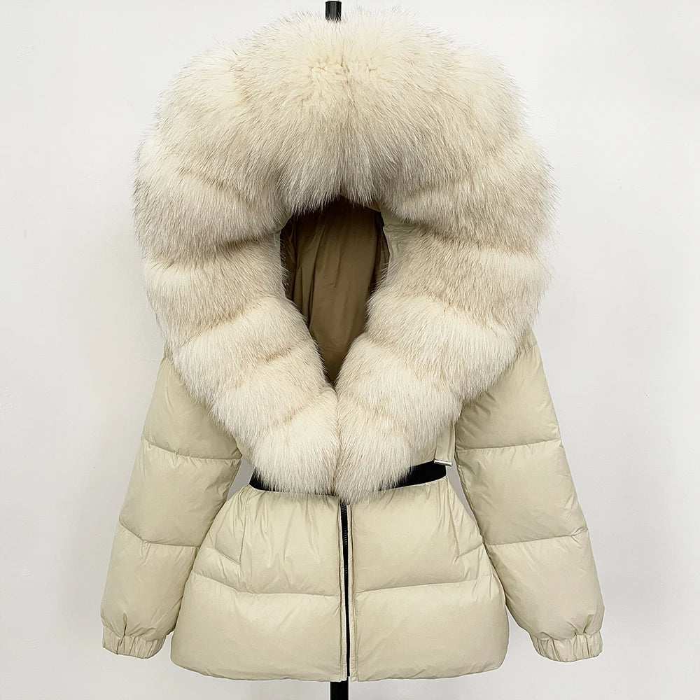 OFTBUY 2025 Winter Kleidung Puffer Jacke Frauen Echt Fox Pelz Mit Kapuze Dicke Warme 90% Weiße Ente Unten Mantel Weibliche Parkas wasserdicht