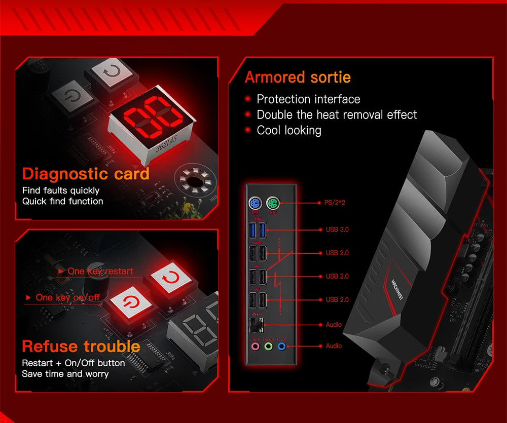 MACHINIST X99 kit Motherboard MR9A PRO AMX Set Intel Xeon E5 2697 V4 CPU with Fourchannel DDR4 2x16g 2133MHz for Gaming Computer.
