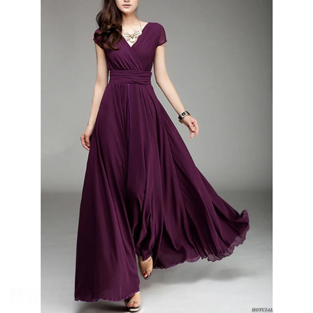 Frauen Damen Kleidung Kurzarm Sexy Club Boho Strand Kleid Dame Sommer Tiefem V-ausschnitt Party Lange Maxi Kleid Frauen.
