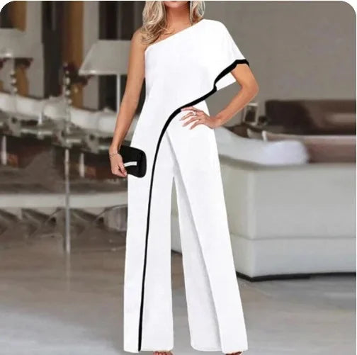 2024 Amazon Independent Station Women's Jumpsuit Slimming Fashionable Color Blocking Women's Trousers Jumpsuit Casual Style
