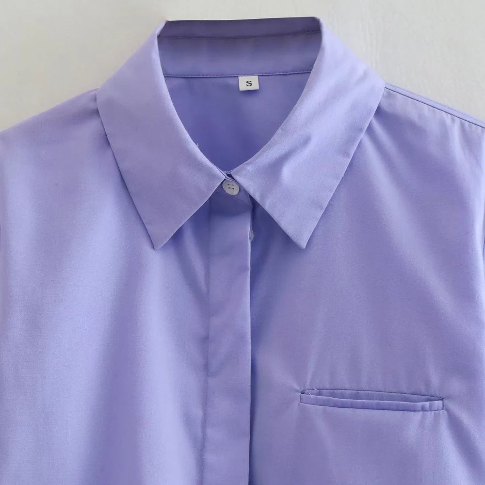 Women Fashion Loose Cropped Shirts Vintage Long Sleeve Front Button Female Blouses Blusas Chic Tops.