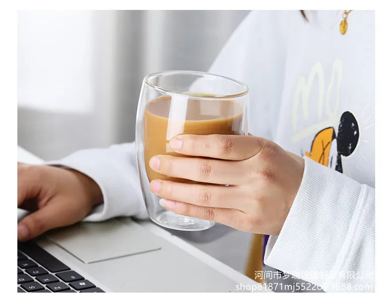 Heat Resistant Double Wall Glass Cup 80-650Ml Beer Milk Coffee Water Cups Transparent Cup Wholesale Glass Drinkware Mug Set Gift.