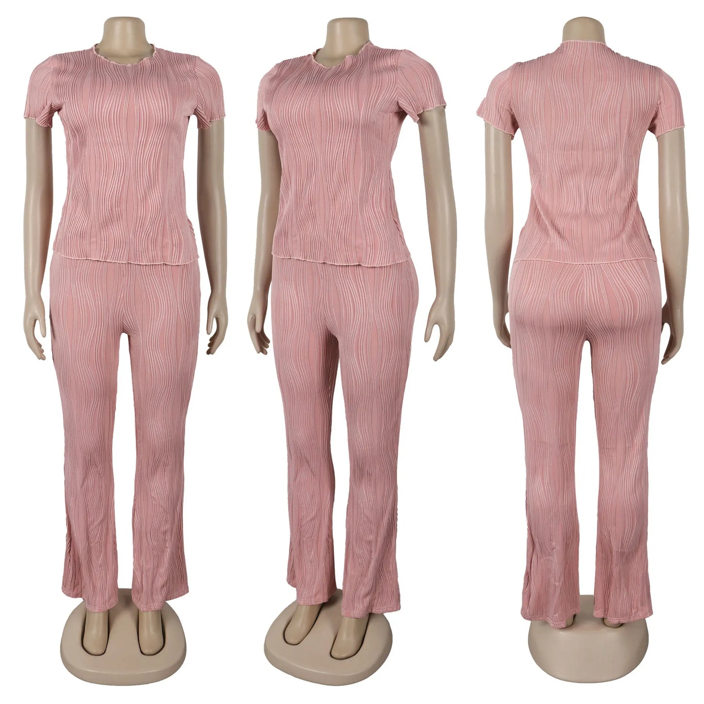 Two Piece Sets Women Pants Set Matching Sets Short Sleeve Solid Casual Tops Long Pants High Waist Bodycon Y2k Streetwear 2025