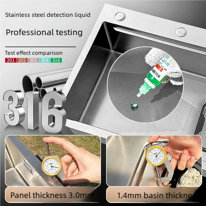 316L Stainless Steels Kitchen Sink Scratch and Grease Resistant Large Single Slot Household Left Right Mount Undermount Basin