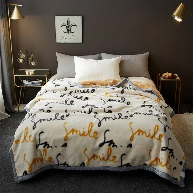 New Raschel plush thickened warm blanket 1PC 150/180/200cm nap air-conditioned room the aircraft  machine washable