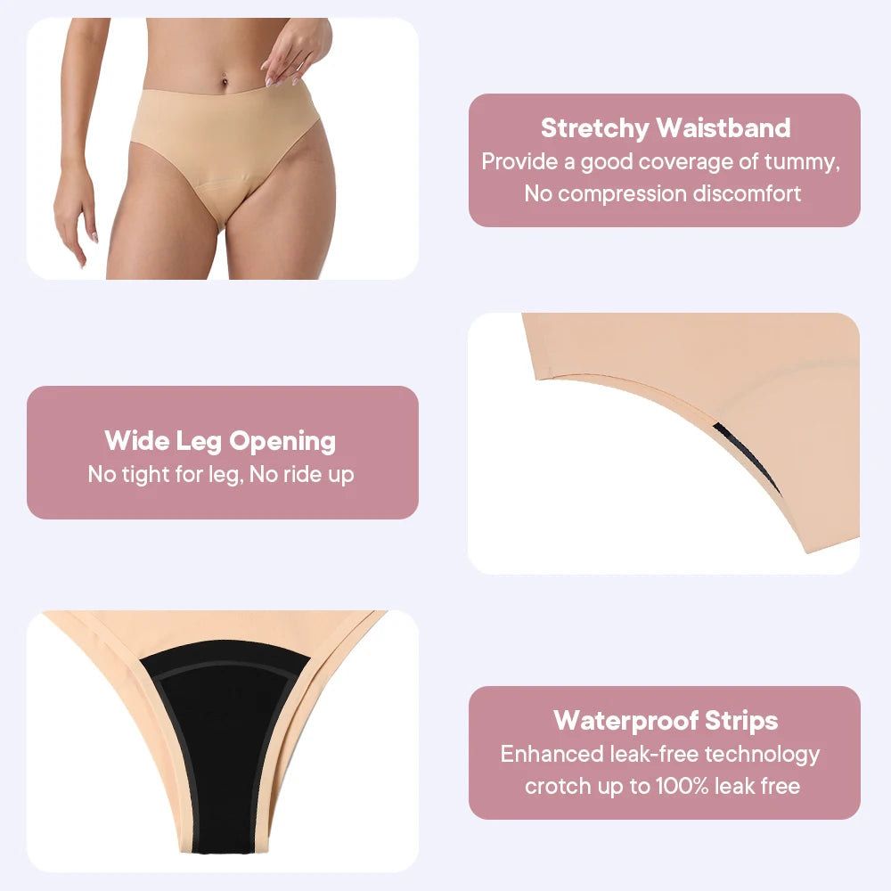 Seamless Women's Leakproof Period Panties Breathable Reusable Washable Tampon-free Menstrual Underwear period Sanitary Pants.