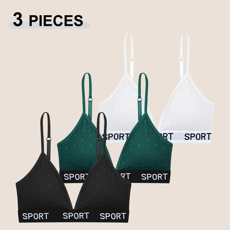 3Pcs/Set Women's Sexy Lace Bras Seamless Letter Deep V Adjusted-Straps Underwear Fashion Cozy Breathable Intimate Lingerie 2025.
