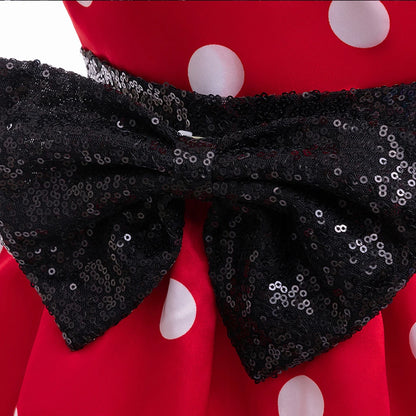 Disney Minnie Mouse Mädchen Polka Dot Schleife Prinzessin Kleid Jungen Kinder Mickey Mouse Halloween Karneval Party Performance Kleidung Anzug.
