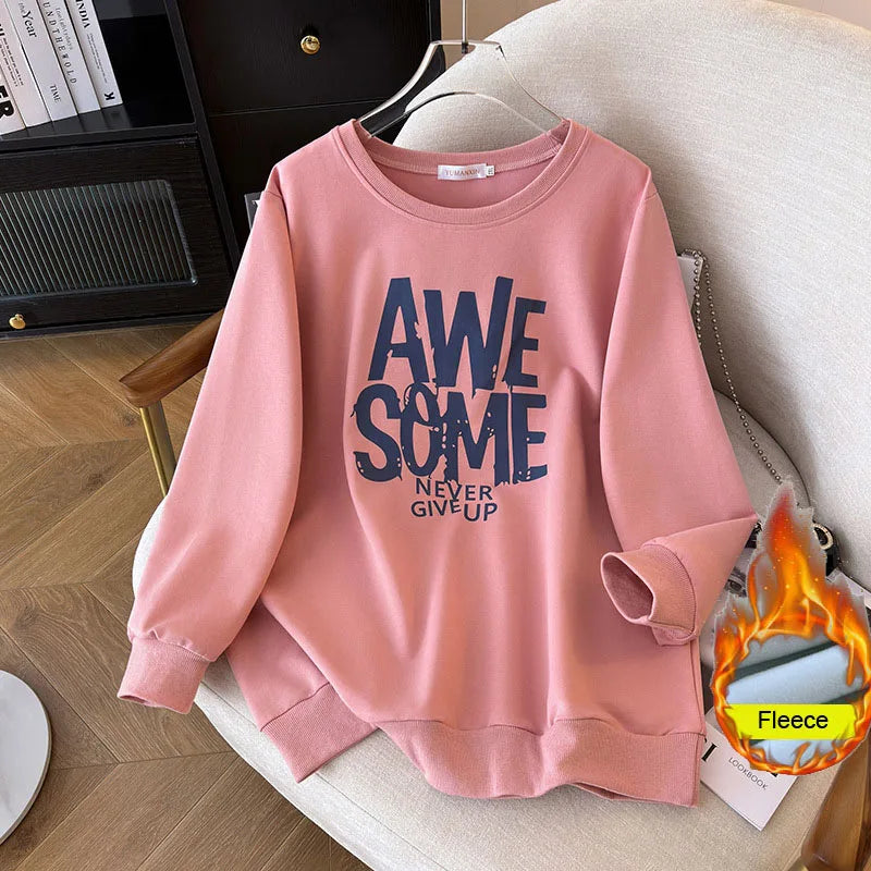 170kg plus size Damen büste Frühling Herbst Winter lose O-Neck Sweatshirt Langarm lässig Top 6xl 7xl 8xl 9xl 10xl 11xl