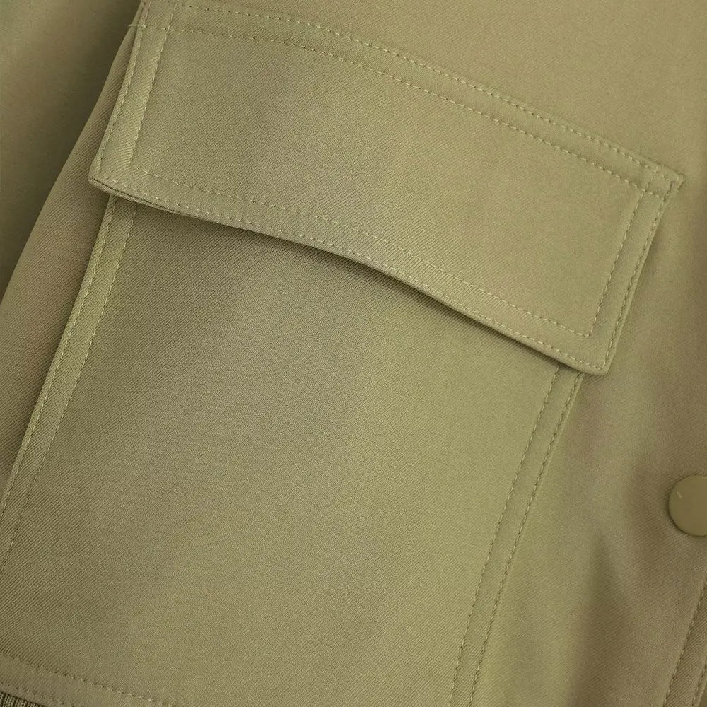 Women Fashion With Pockets Bomber Jacket Coats Vintage Long Sleeve Front Button Casual Female Outerwear Chic Tops.