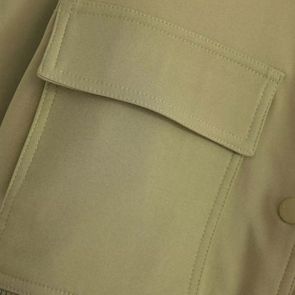 Women Fashion With Pockets Bomber Jacket Coats Vintage Long Sleeve Front Button Casual Female Outerwear Chic Tops.