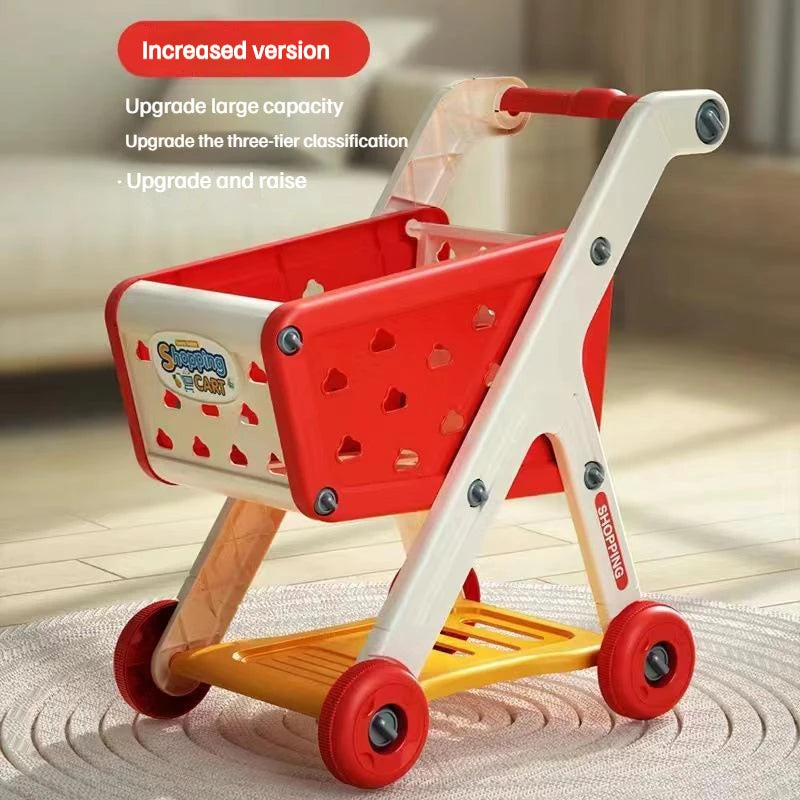 Shopping cart toy baby small trolley children play house fruit cut music kitchen supermarket men and girls Early Education toys