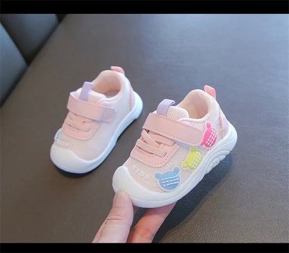 2023 New Spring Autumn Girl's Sneakers Children's Baby Mesh Breathable Casual Flats Shoes Outdoor Running Shoes.