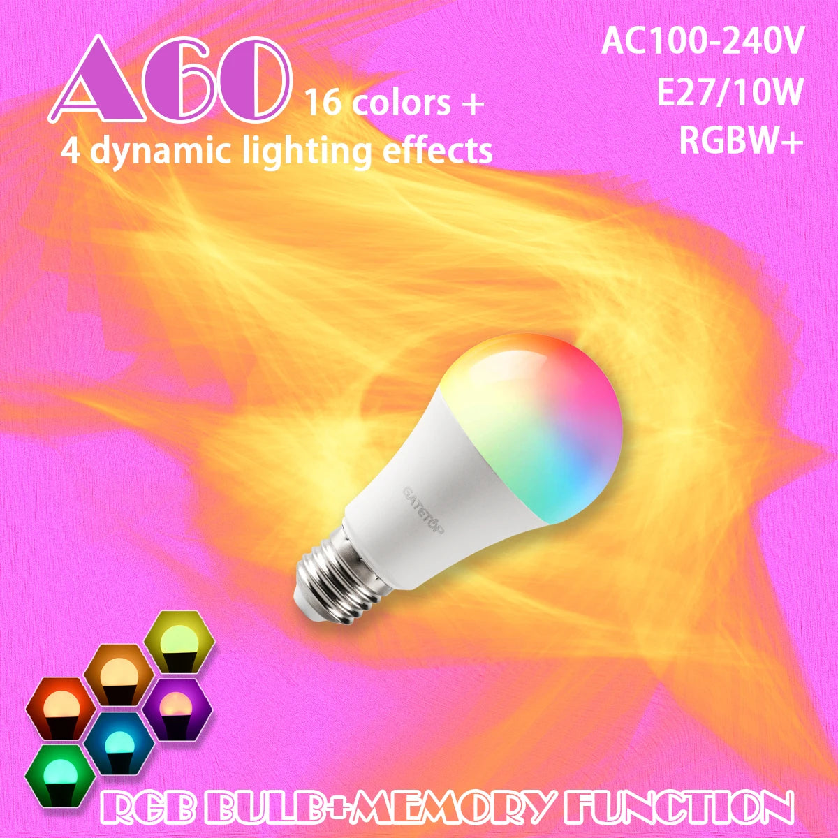 E27 RGB LED Bulb Base 24 Key Remote Control Dimmable 10W RED Blue AC220V 110V Colorful Change for Bedroom Living Room Desk Lamp.