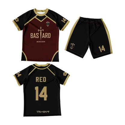 Men Jersey Set Futsal Football Pattern Blue Lock Anime Bastard Munchen 3d Print T-shirt Short 2pcs Sets Suit Sports Tops Tee Boy