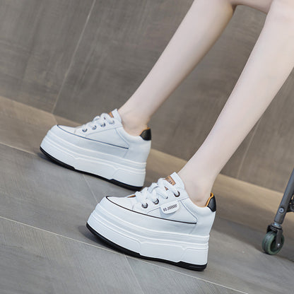 Fujin 9cm Cow Suede Genuine Leather Women Vulcanized Shoes Platform Wedge Skate Boarding High Brand Heels Casual Summer Shoes.