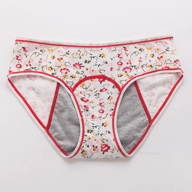 Menstrual Panties Leakproof Ladies Menstrual Pants Women's Cotton Briefs Teenager Student Mid Waist Panties for Menstruation.