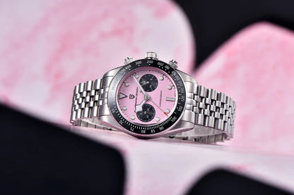 PAGANI DESIGN Men Watches New Pink BB Panda Dial Chronograph Fashion Luxury Quartz Watch For Men VK64 Movt Waterproof Watch 2025.
