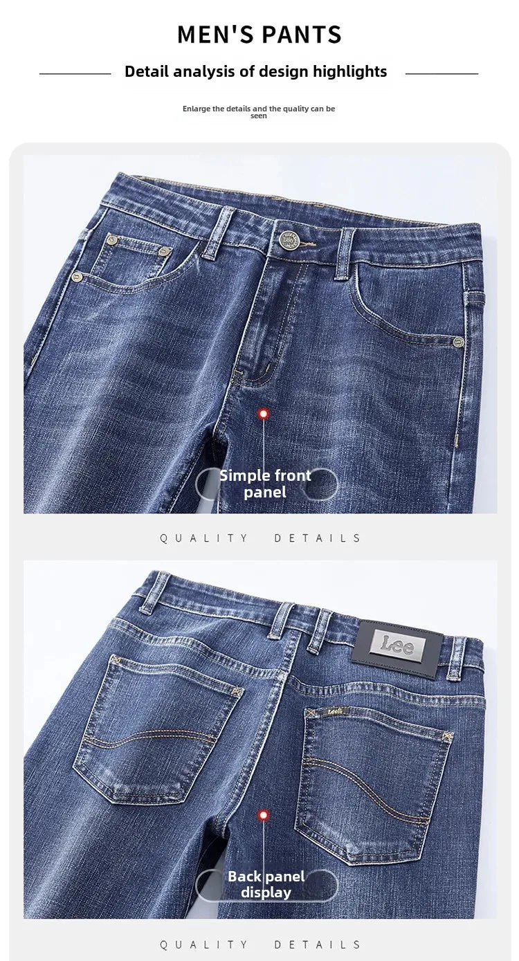 Lee Dex Jeans Men's Autumn/winter New Loose-fit Straight-leg Versatile Mid-age Men's Wear Business Casual Long Pants.