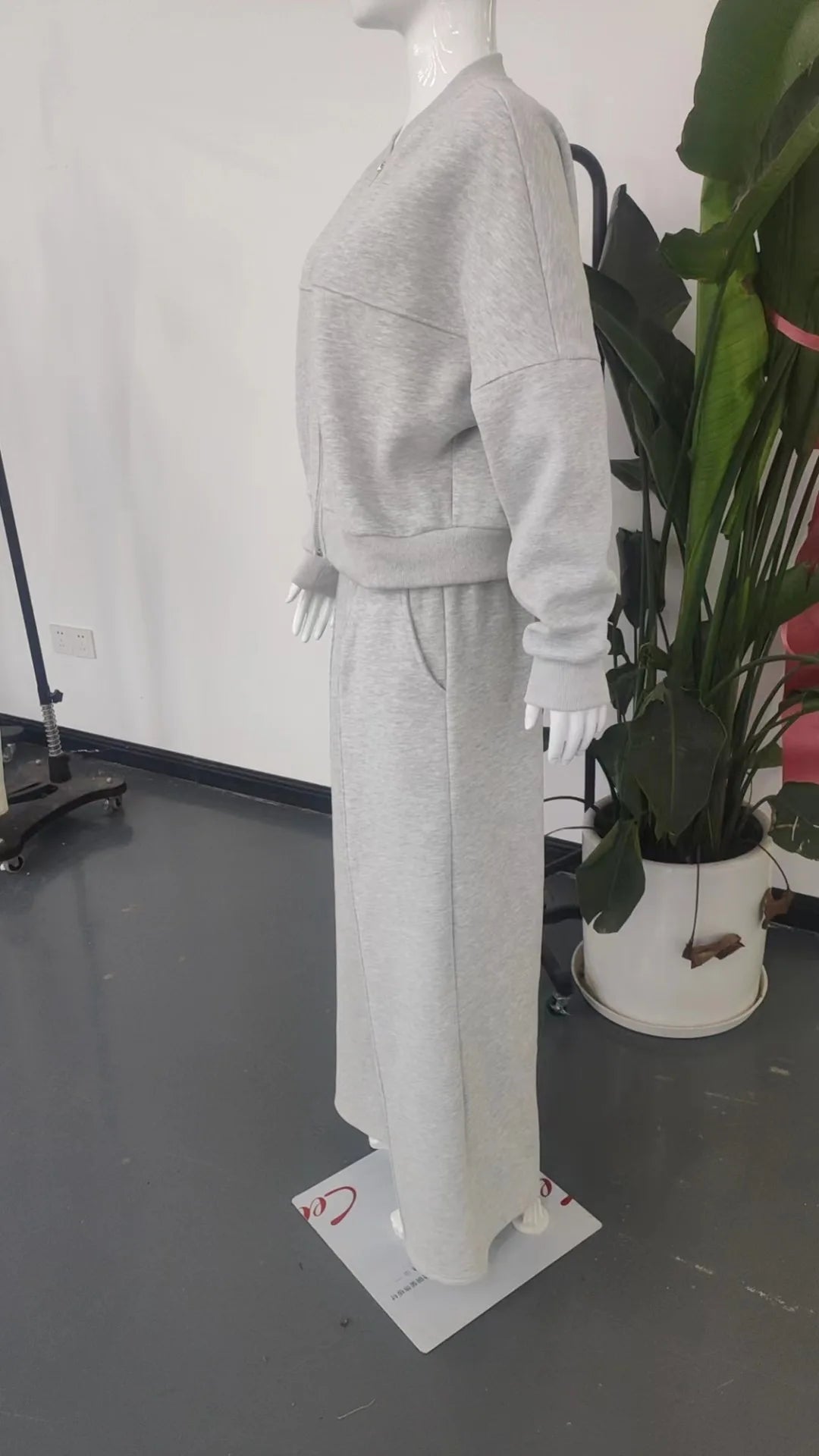 Autumn Winter New Cardigan Zipper Slim Two-piece Sets Women Casual Jakcet Coats Wide Leg Pant Set Fashion Female Clothing Suit.