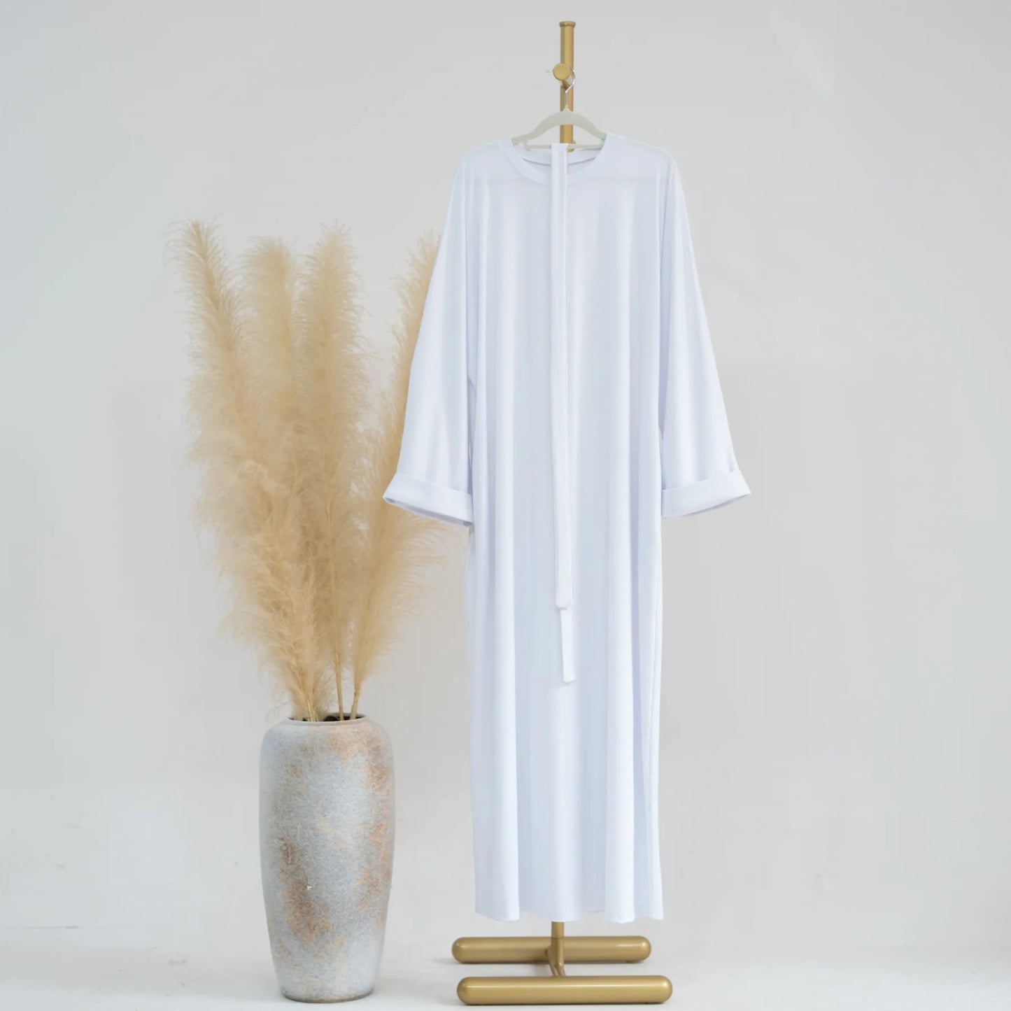 Saudi Arab Turkish Autumn Winter Knitted Dress For Women Jalabiyat Solid Comfortable Belted Casual Muslim Ramadan Robe