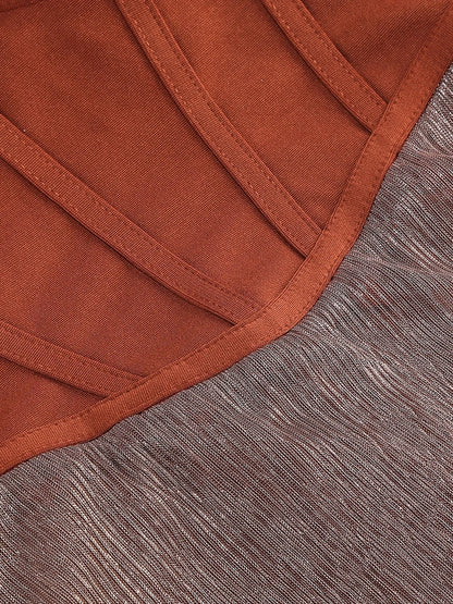 Sexy eine Schulter drapiert Glitzer langes Kleid Frauen braun Korsett funkelnd rücken frei figur betonte Maxi kleider Abend party Kleider.