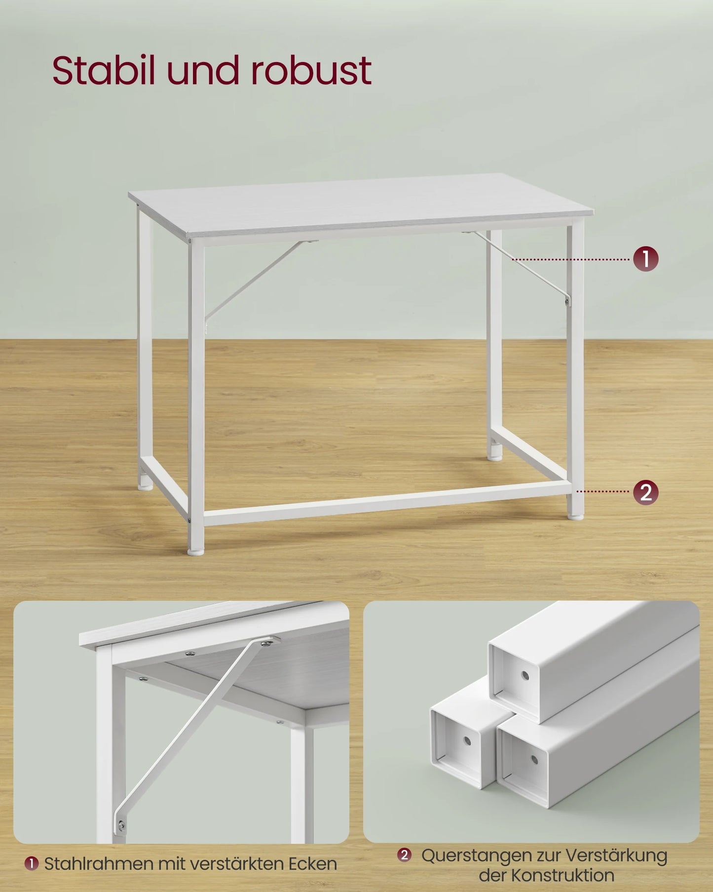 VASAGLE Schreibtisch, Kleiner Computertisch, Bürotisch, für Arbeitszimmer, Schlafzimmer,moderner Stil, Metallgestell