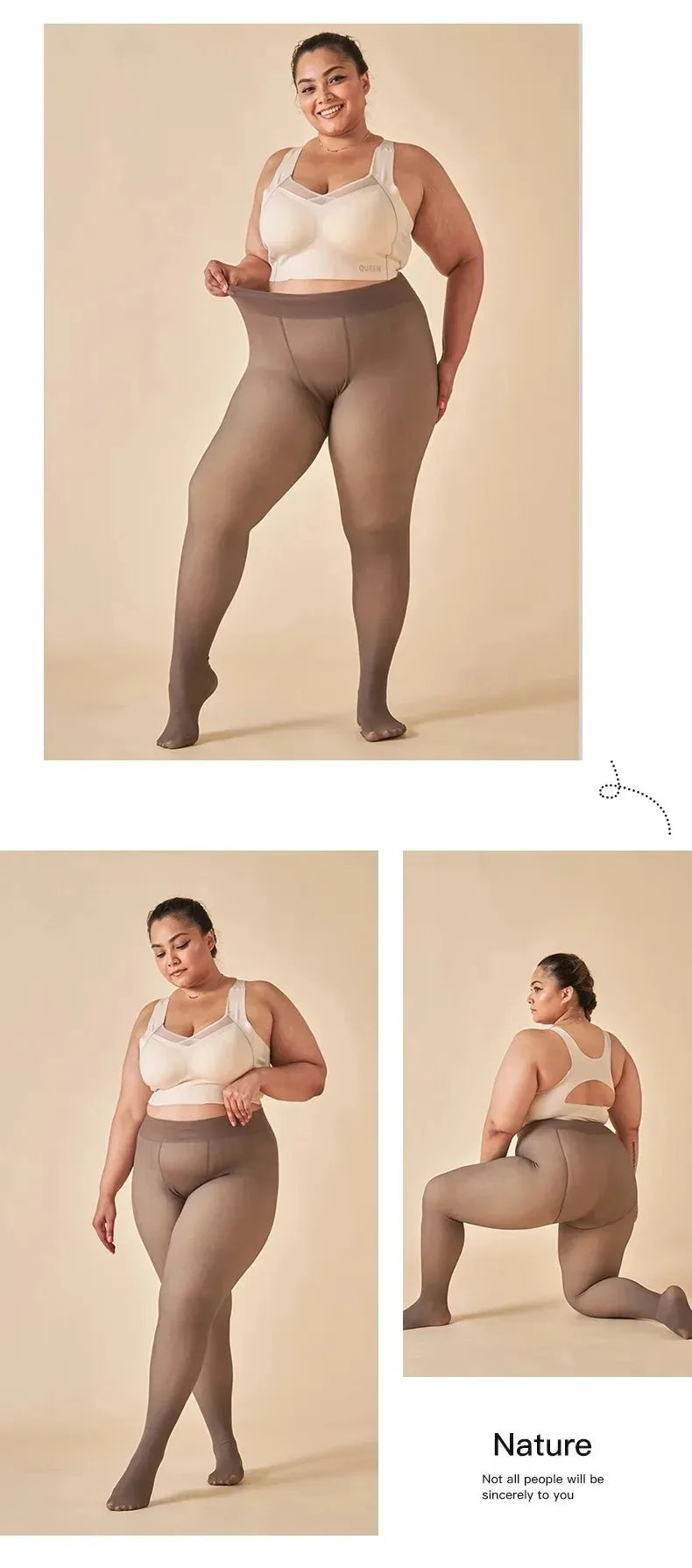 Luxtrada Womens Plus Size Thick Winter Tummy Control Fleece Lined Sheer Tights Fake Translucent Warm Leggings Thermal Opaque