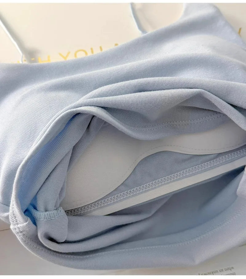 Einfarbiger Pyjama mit Brustpolstern, gestreifte Shorts für Damen, Sommer, dünne Leibchen-Shorts, Loungewear, großer Pyjama, zweiteiliges Set.