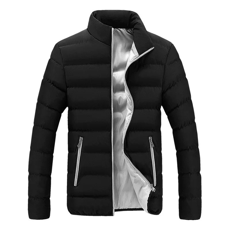 2024 Black New Men's Warm Jacket Cotton Padded Jacket Casual Sports Autumn Winter Men Standing Collar Warm Thick Parker Coat Jac.